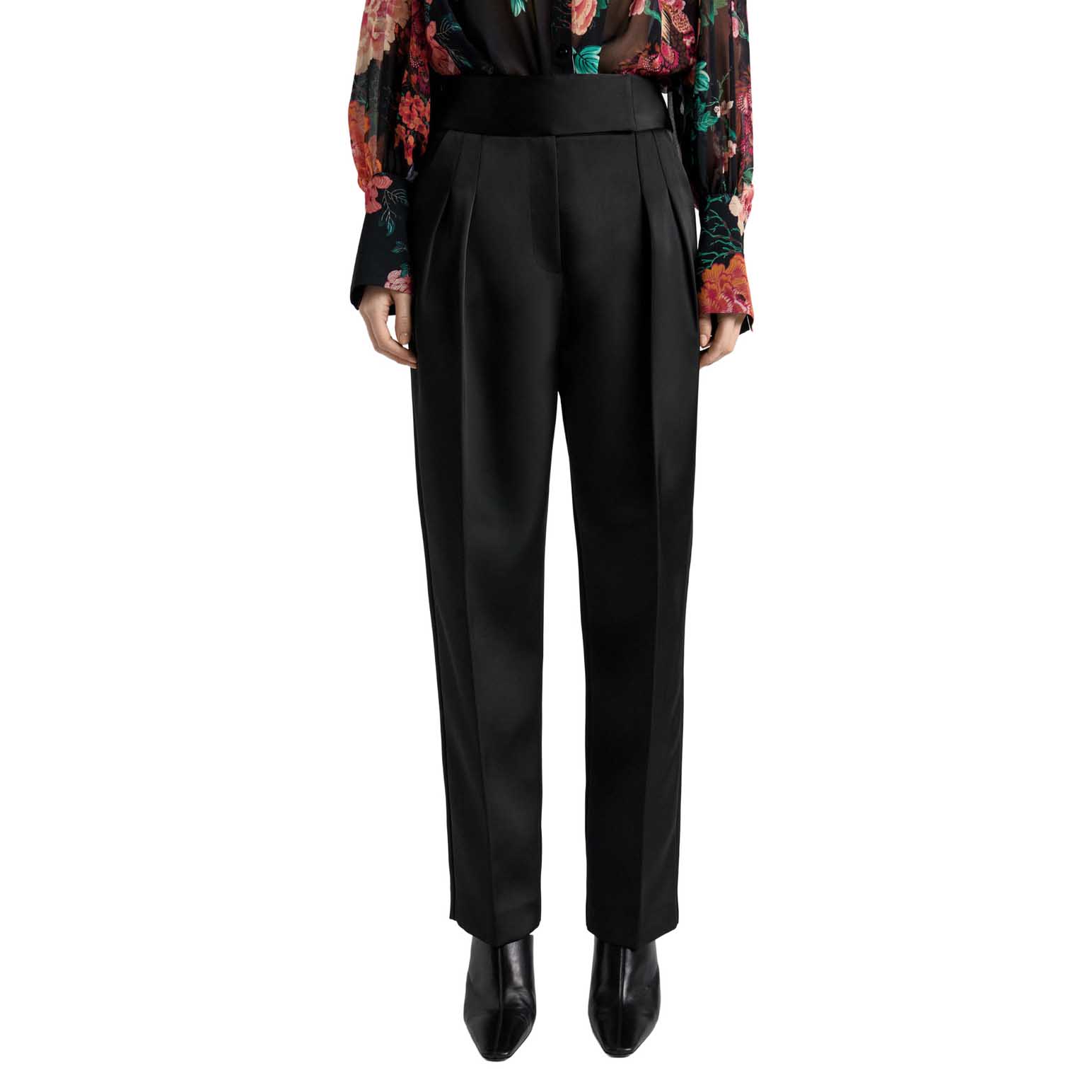 Cue Black Bonded Satin Barrell Leg Pant